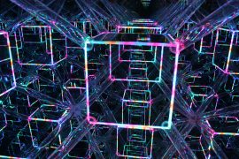 Futuristic image of neon lights in geometric shapes